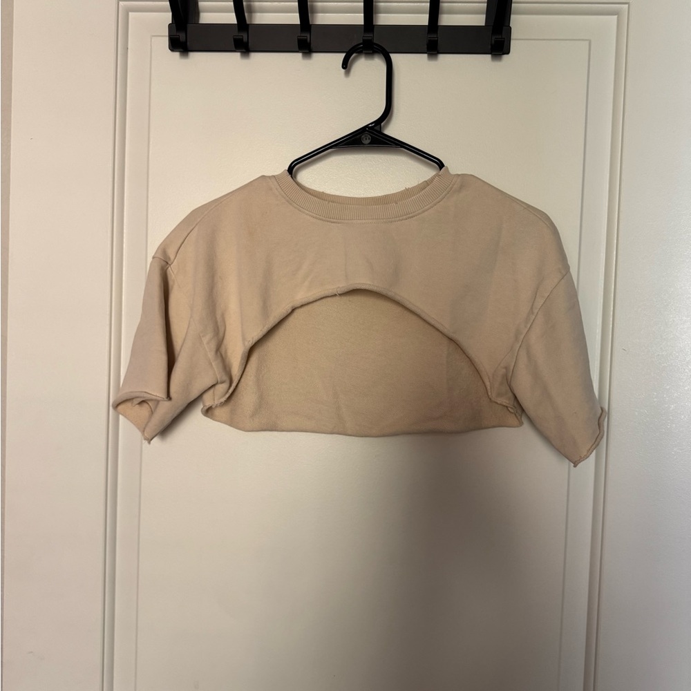 YoungLA Tan Crop Top with Short Sleeves